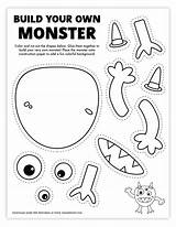 Monster Printable Build Own Coloring Kids Printables Glue Paper Pencils Crayons Cardstock Markers Printer Scissors Colored Bottom Construction Post sketch template
