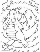 Coloring Dragonite Pokémon sketch template