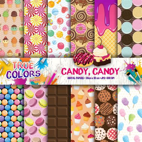 candy sweets digital paper candy digital paper candy etsy