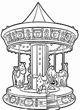 Carousel Roundabout Kleurplaten Dibujos Ausmalen Ausdrucken Karussell Kirmes Tocolor Kermis Malvorlagen Feria Kleurplaat Carousels Motown Draaimolen Doghousemusic Karusell Bocetos Carrusel sketch template