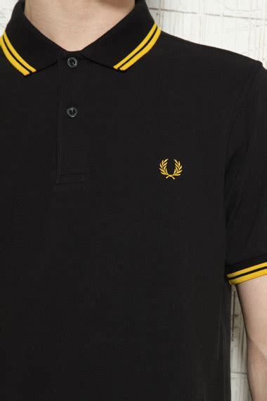 Fred Perry Black Yellow Twin Tip Polo Shirt In Black For