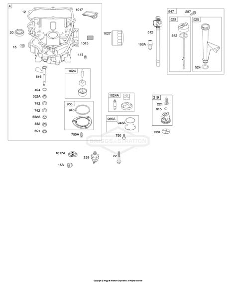 briggs  stratton p   parts diagram  engine sump oil pump dipsticktube assembly