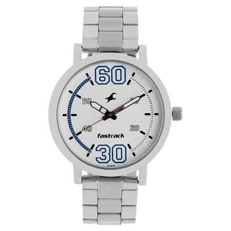 buy online fastrack watch with silver stainless steel strap for guys
