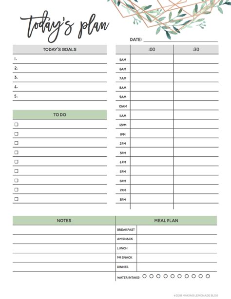 printable daily planner template doctemplates
