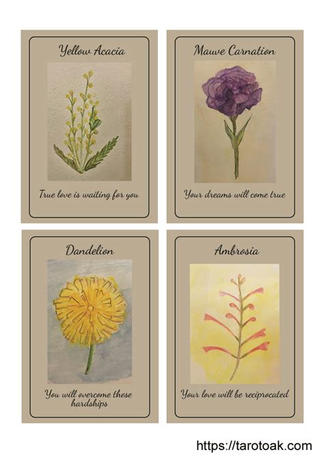 printable flower power oracle cards