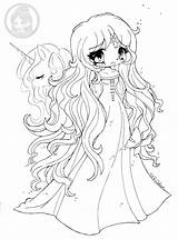 Unicorn Coloring Pages Anime Princess Last Yampuff Chibi Girls Color Girl Printable Cute Colouring Drawings Lineart Kids Coloriage Amalthea Manga sketch template