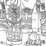 Kauai Tiki Masks sketch template