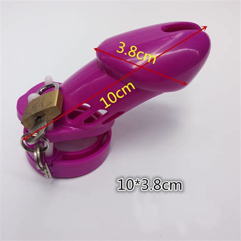 qc3b 10cm purple plastic cage urethral chastity device for male