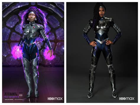 first look at damaris lewis as blackfire supersuit from season three
