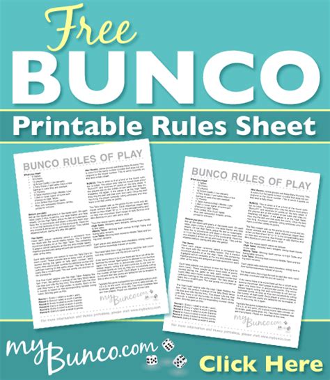 rules  bunco printable