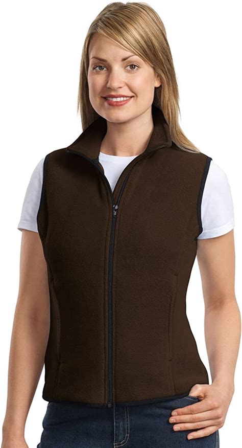 port authority womens ladies  tek fleece vest xl brown  amazon womens coats shop