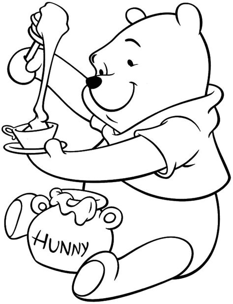 honey bear put honey  bowl coloring pages coloring sky winnie