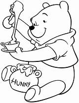 Coloring Winnie Pooh Bear Honig Hunny Enjoying Bär Ausmalen Cooles Beschulung Fadenkunst Hause Puuh Malvorlagen Zeug Coloringsky sketch template