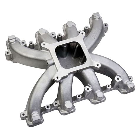 holley   mid rise satin carbureted cast single plane intake manifold  cathedral ports