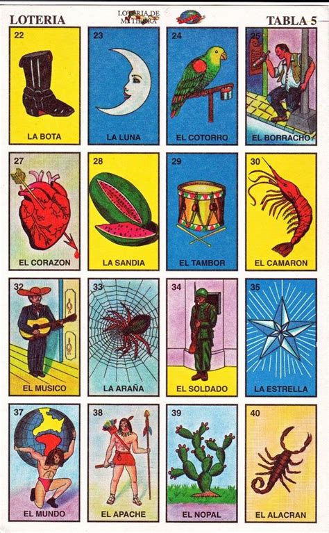 mexican loteria cards  complete set   tablas etsy