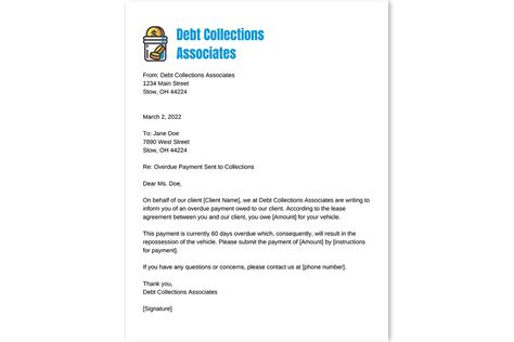 debt collector letter template