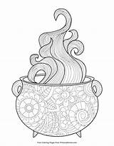 Coloring Cauldron Pages Printable Halloween Witch Fairy Witches sketch template