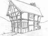 Tudor House Houses Drawing Draw Decorative Finished Building Dawson sketch template