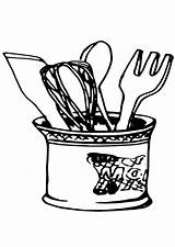 Kitchen Coloring Kid Fashion Utensils Pages Printable sketch template