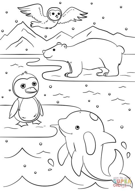 winter animals coloring page  printable coloring pages