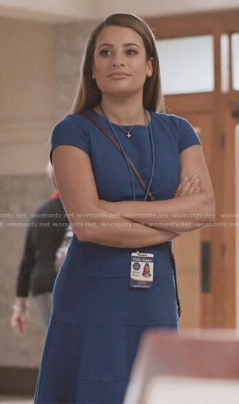 Wornontv Valentina’s Blue Knit A Line Dress On The Mayor Lea Michele