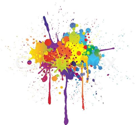 colorful bright ink splashes  white background stock