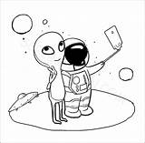 Astronaut Selfie Clicking sketch template