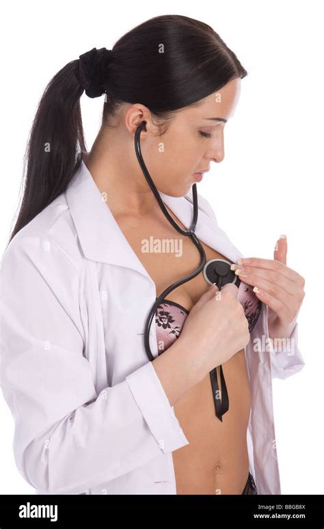 Pretty Female Doctor Holding Stethoscope Isolated On White Background