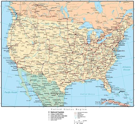united states map   states capitals major cities roads map