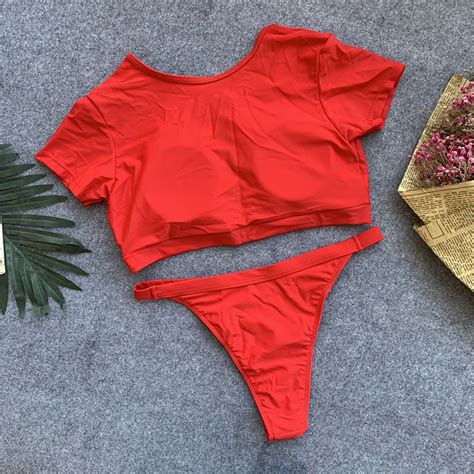 2019 Sexy Pure Color Zipper Bikini Swimwear Buy Hot Xxx Bikini Pink