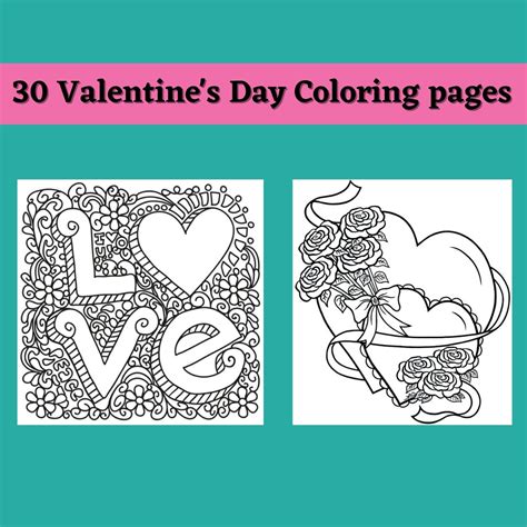 valentines day mandala coloring pages  adults digital etsy