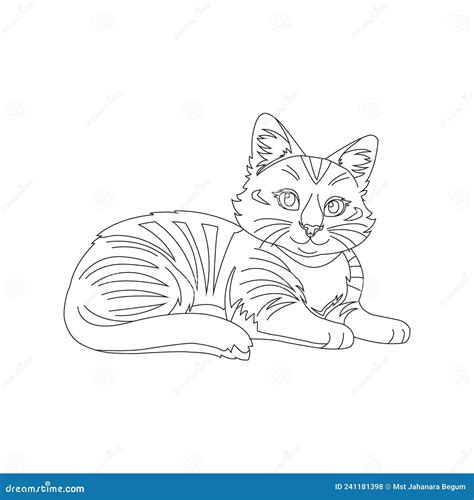 coloring page outline  cute cat animal coloring page cartoon vector