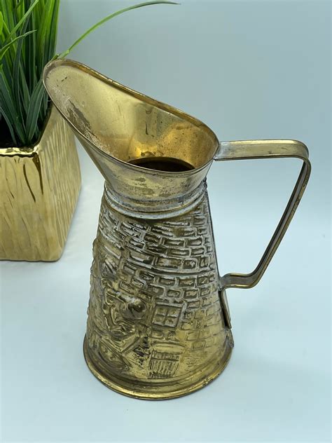 antique brass pitcher   england   decorative  etsy