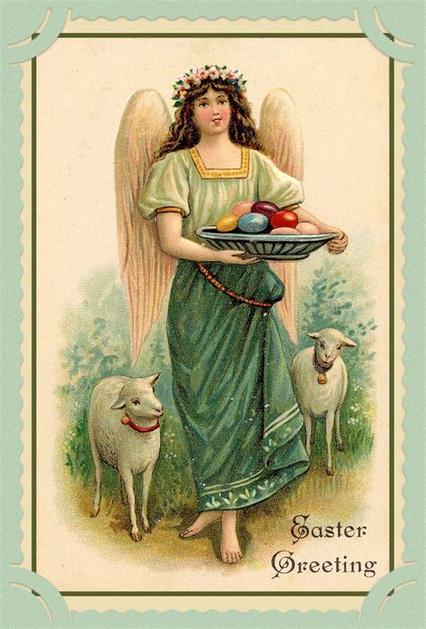 vintage easter angel card  stock photo public domain pictures