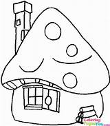 Smurfs Smurf Kolorowanki Mushroom Smerfy Houses Coloringpagesfun Colorear sketch template