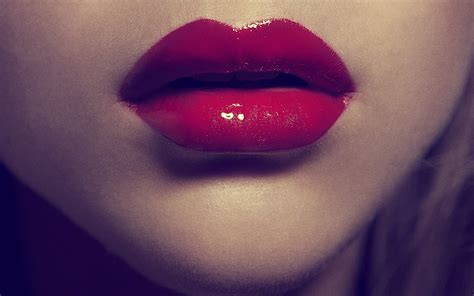 Wallpaper Face Women Purple Closeup Red Lipstick Blue Juicy