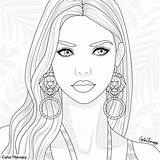 Coloring Girly Pages Adult Drawings Outline Colortherapy Colouring Easy Drawing Color Girl sketch template