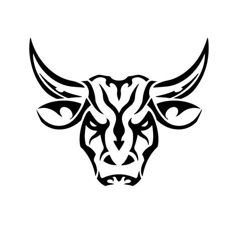 tribal bull head logo tattoo design animal stencil vector