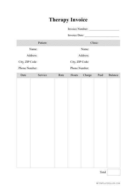 therapy invoice template fill  sign