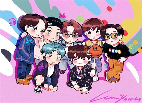 bts cartoon images hd bts life   aesthetic wallpaper