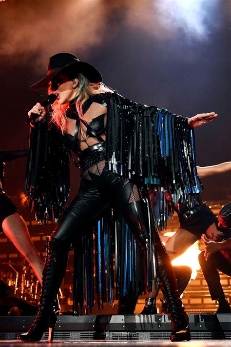lady gagas joanne  costumes include swarovski crystals leather