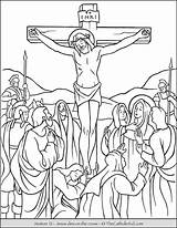 Cross Stations Catholic Coloring Pages Kids Station Jesus Thecatholickid Dies 12th sketch template