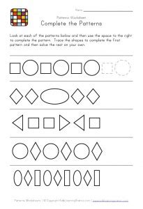 printable shapes pattern worksheet crafts  worksheets