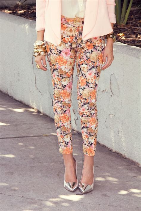 flower print cropped pants orange beige clothes design