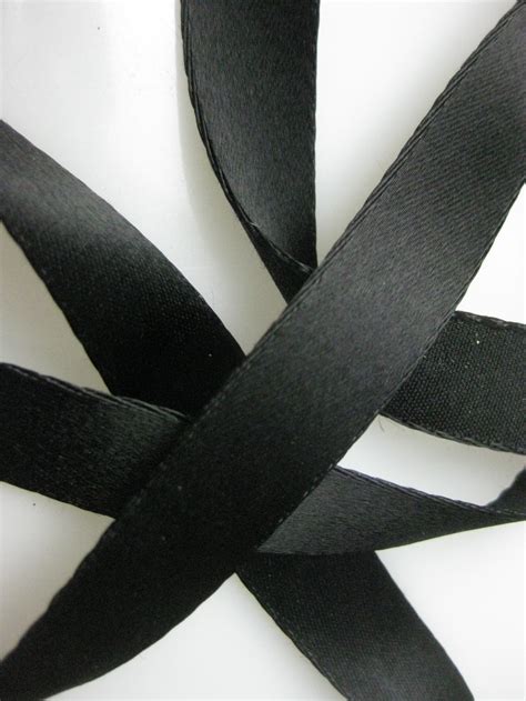 vintage  french black satin ribbon cotton  rayon   wide p antique ribbon