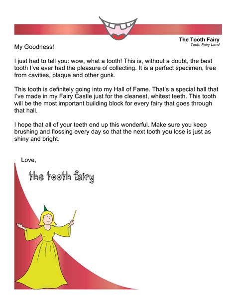 letter  tooth fairy template