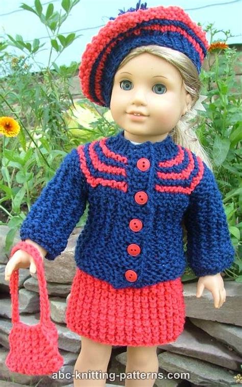 Abc Knitting Patterns American Girl Doll Vintage Outfit Cardigan And