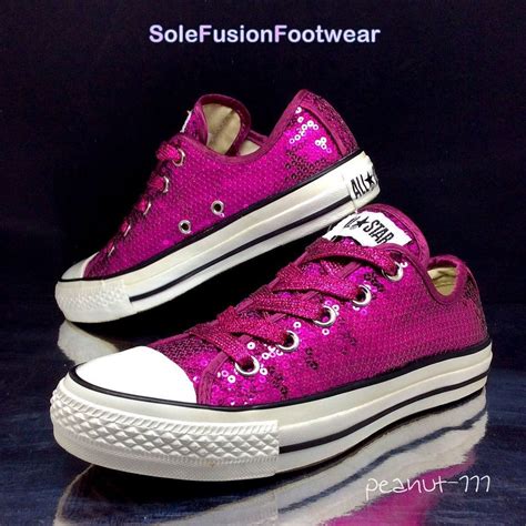 converse womens  star sequin trainers pink size  glitter sneakers