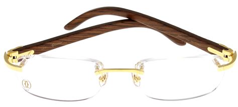 cartier prescription eyeglasses frame wood t8100865 rimless buy