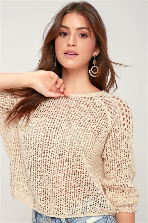billabong sea ya soon beige sweater open knit sweater
